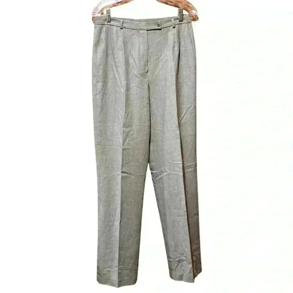 Neiman Marcus Straight Leg Wool Blend Trouser Tan Pants - Picture 1 of 9